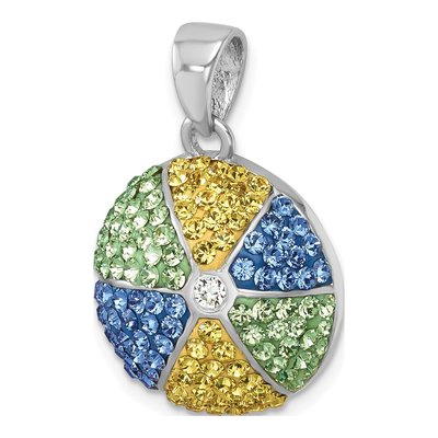 Sterling Silver Crystal Multi-Color Beach Ball Pendant – view 5