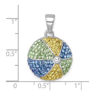 Sterling Silver Crystal Multi-Color Beach Ball Pendant – view 6