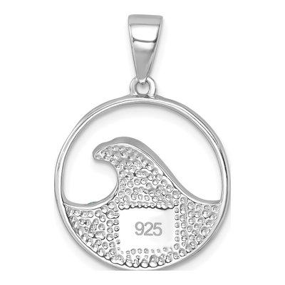 Sterling Silver Crystal Wave Pendant – view 4