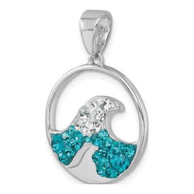 Sterling Silver Crystal Wave Pendant – view 5