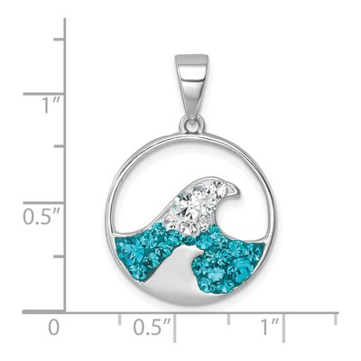 Sterling Silver Crystal Wave Pendant – view 6