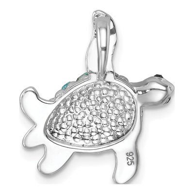 Sterling Silver Crystal Turtle Slide Pendant – view 4