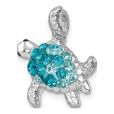 Sterling Silver Crystal Turtle Slide Pendant – view 5