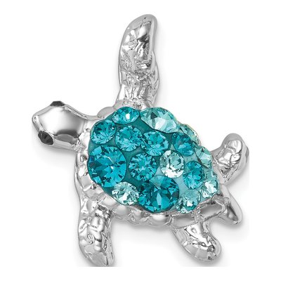 Sterling Silver Crystal Turtle Slide Pendant
