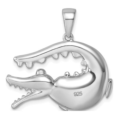 Sterling Silver Crystal Alligator Pendant – view 4