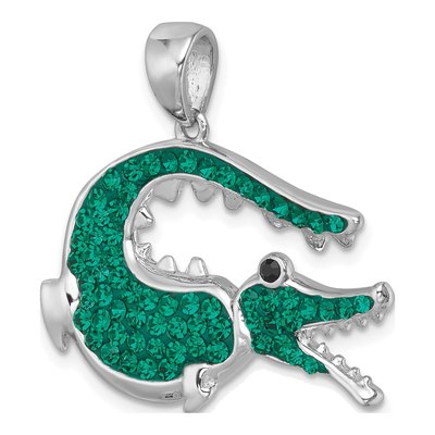 Sterling Silver Crystal Alligator Pendant – view 5