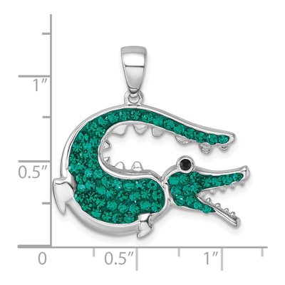 Sterling Silver Crystal Alligator Pendant – view 6