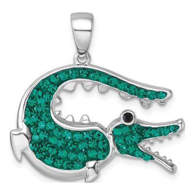 Sterling Silver Crystal Alligator Pendant