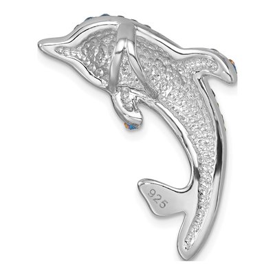 Sterling Silver Crystal Dolphin Slide Pendant – view 4