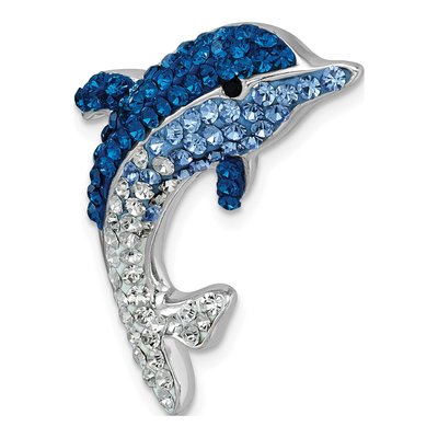 Sterling Silver Crystal Dolphin Slide Pendant – view 5