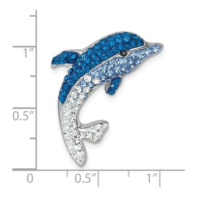 Sterling Silver Crystal Dolphin Slide Pendant – view 6
