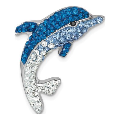 Sterling Silver Crystal Dolphin Slide Pendant
