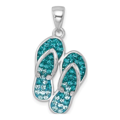 Sterling Silver Crystal Flip Flop Pendant