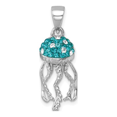 Sterling Silver Crystal Jellyfish Pendant
