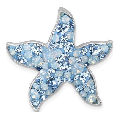 Sterling Silver Crystal Starfish Slide Pendant