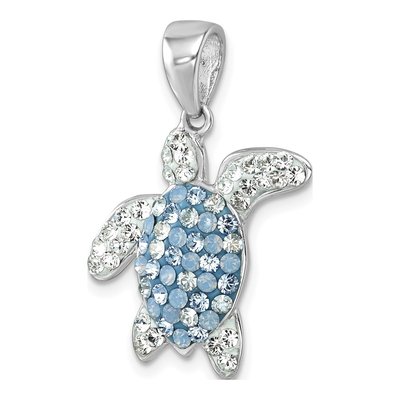 Sterling Silver Crystal Turtle Pendant – view 5