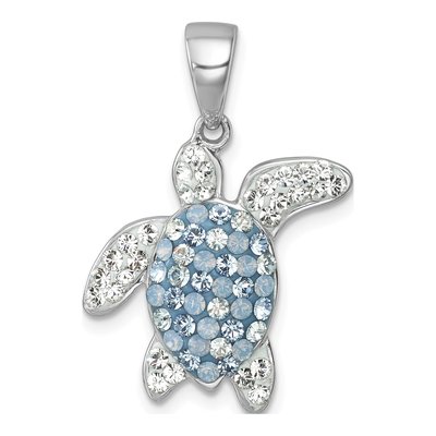 Sterling Silver Crystal Turtle Pendant