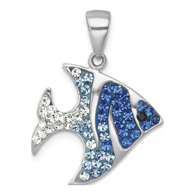 Sterling Silver Crystal Angel Fish Pendant