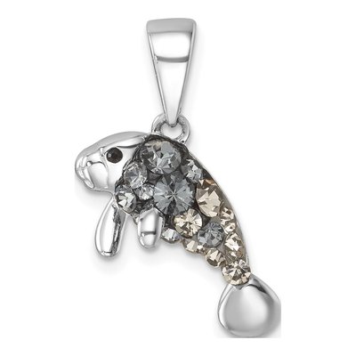 Sterling Silver Crystal Manatee Pendant