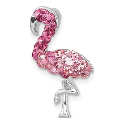 Sterling Silver Crystal Flamingo Slide Pendant – view 5