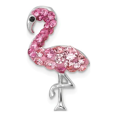 Sterling Silver Crystal Flamingo Slide Pendant