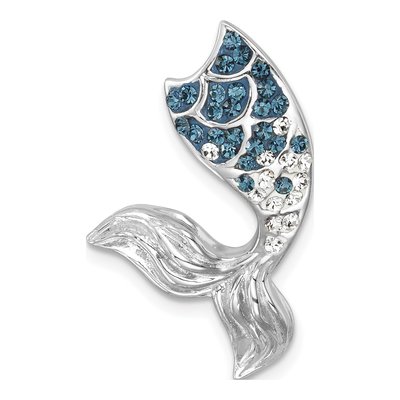 Sterling Silver Crystal Mermaid Tail Slide Pendant