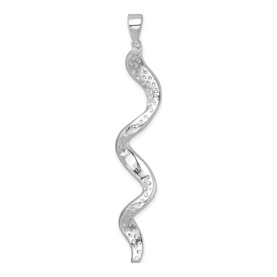 Sterling Silver Crystal Twirl Wave Pendant – view 4