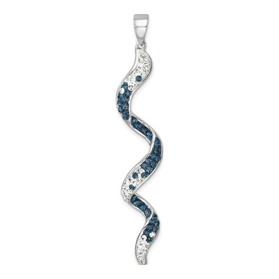 Sterling Silver Crystal Twirl Wave Pendant