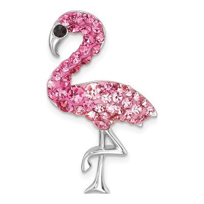 Sterling Silver Crystal Flamingo Pendant
