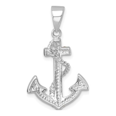 Sterling Silver Crystal Anchor Pendant – view 4