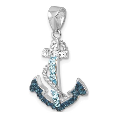 Sterling Silver Crystal Anchor Pendant – view 5