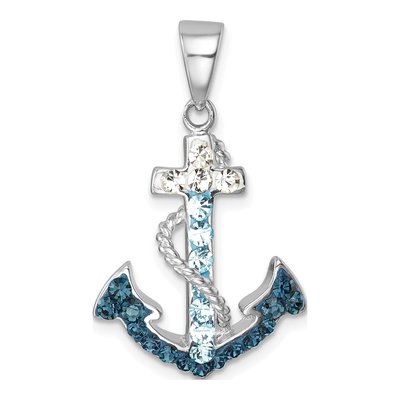 Sterling Silver Crystal Anchor Pendant