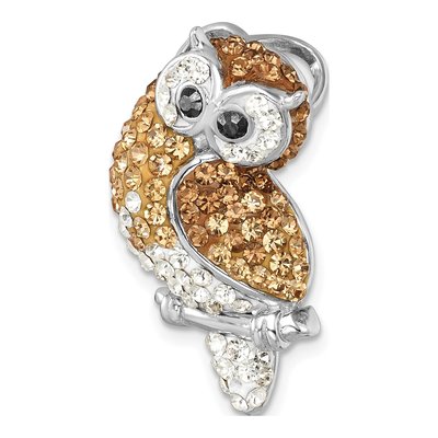 Sterling Silver Crystal Owl Slide Pendant – view 5