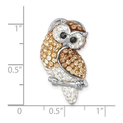 Sterling Silver Crystal Owl Slide Pendant – view 6