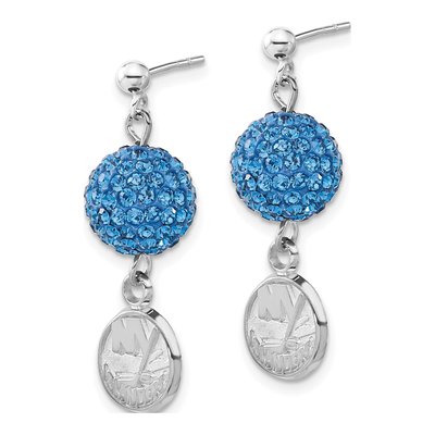 New York Islanders Sterling Silver NY Blue Crystal Earrings – view 2
