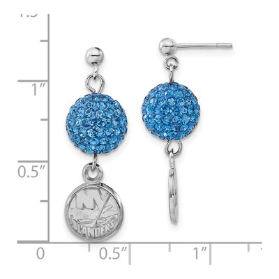 New York Islanders Sterling Silver NY Blue Crystal Earrings – view 3