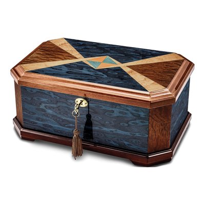 Sapeli & Blue Cats Eye Locking Memorial Keepsake Box
