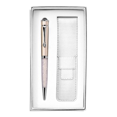 Champagne Crystal-Filled Pen & Pouch Set
