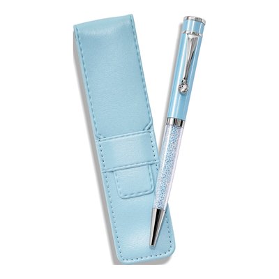 Light Blue Crystal Ballpoint Pen & Pouch Set – view 2