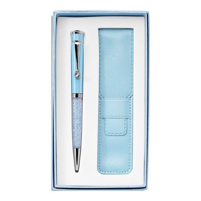 Light Blue Crystal Ballpoint Pen & Pouch Set