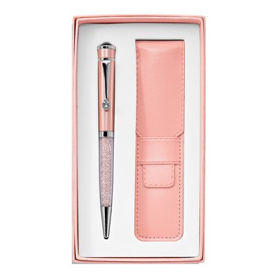 Pink Crystal Ballpoint Pen & Pouch Set