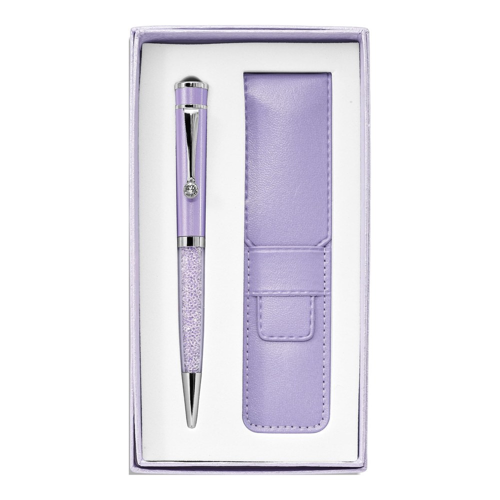 Lilac Crystal Ballpoint Pen & Pouch Gift Set