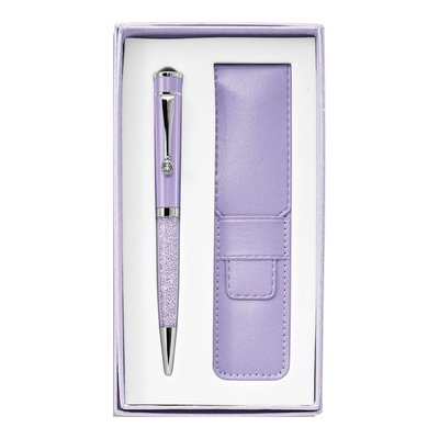 Lilac Crystal Ballpoint Pen & Pouch Gift Set