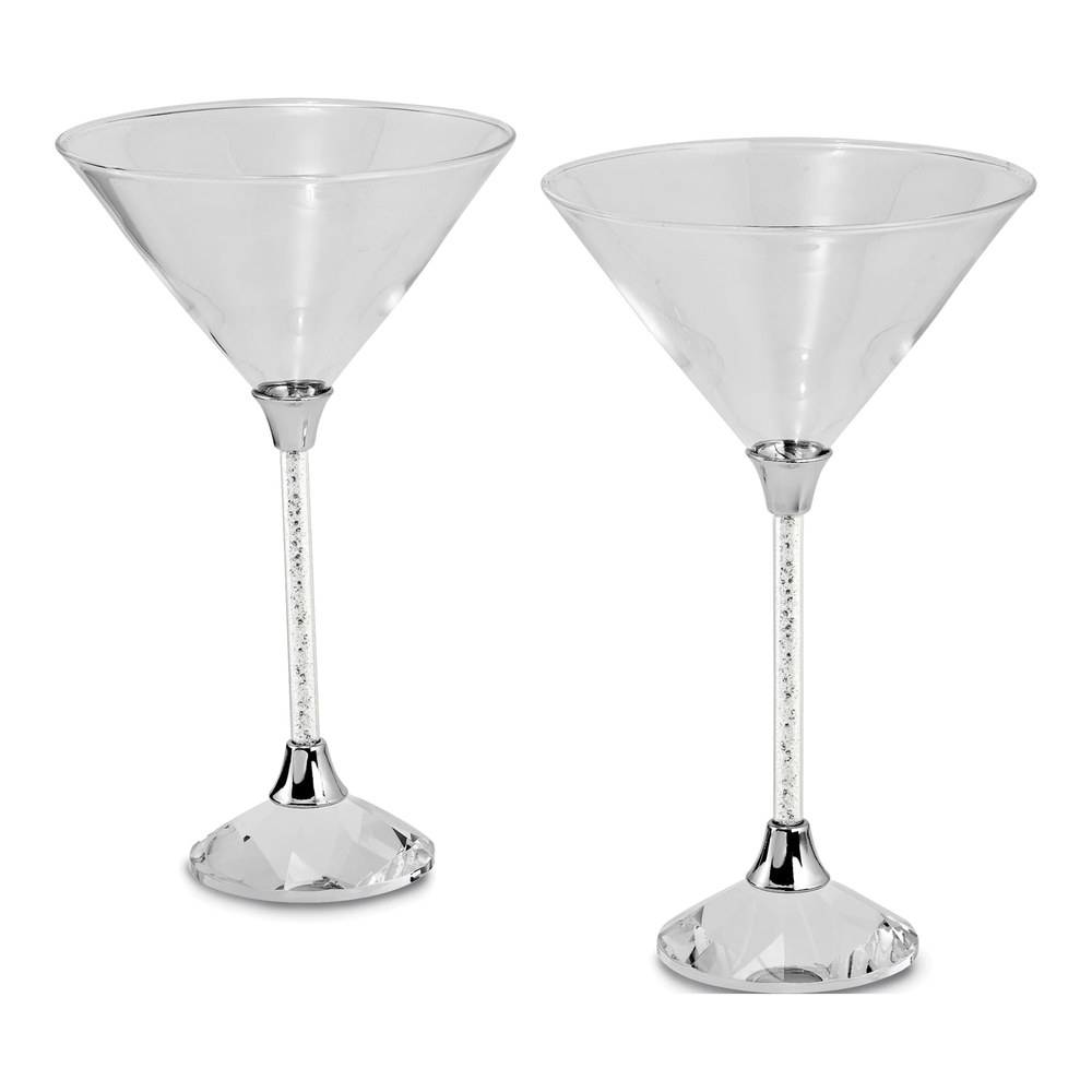 Crystal-Filled Stem Martini Glasses, Set of 2