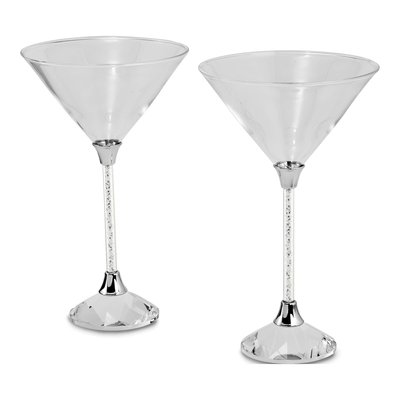 Crystal-Filled Stem Martini Glasses, Set of 2