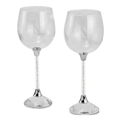 Set of 2 Crystal-Stem Wine Glasses