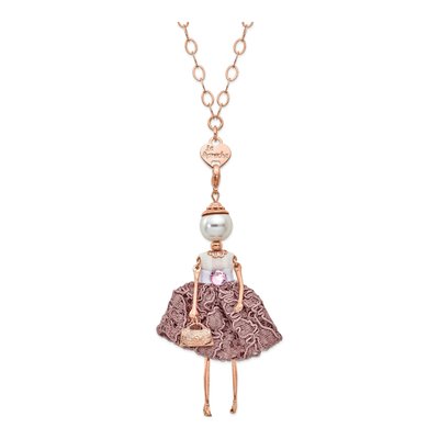 Le Amiche Rose-tone Simulated Pearl Lace Charm Necklace