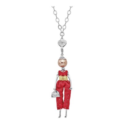 Le Amiche Silver-Tone Simulated Pearl Doll Charm Necklace
