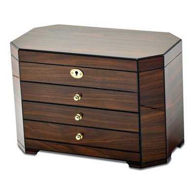 Walnut Veneer Locking Jewelry Box
