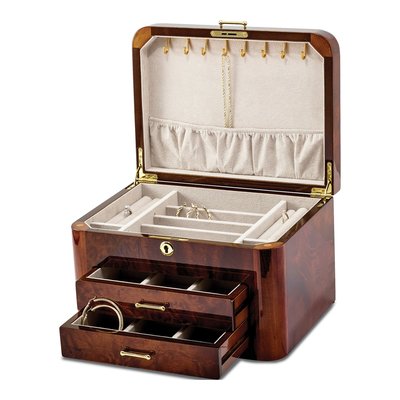Elm Burl Wood 2-Drawer Locking Jewelry Box – view 2